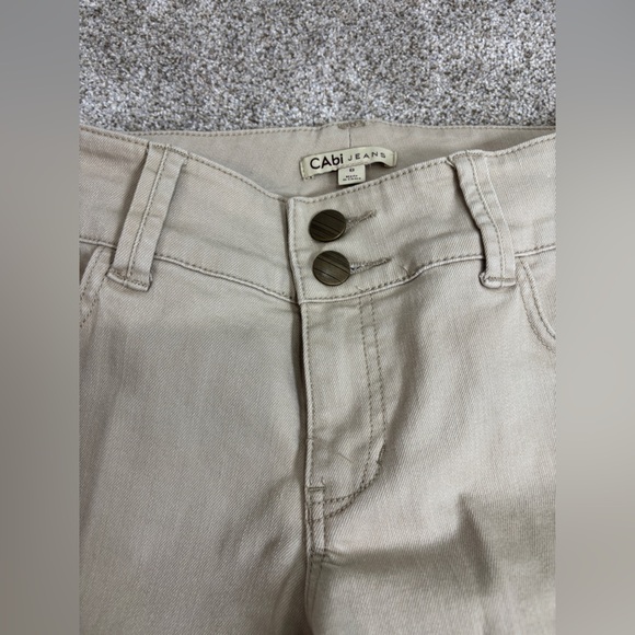 Cabi Pants Womens Size 8 Ivory Cotton Denim Jeans Boyfriend Straight Mid Rise - Picture 9 of 10